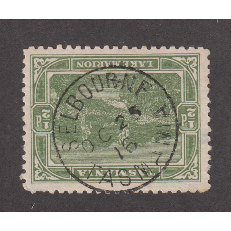 (VV1019) TASMANIA · 1916: a clear strike of the SELBOURNE Type 1 cds on a ½d Pictorial · postmark is rated 2R in this era and is rarely seen on this stamp