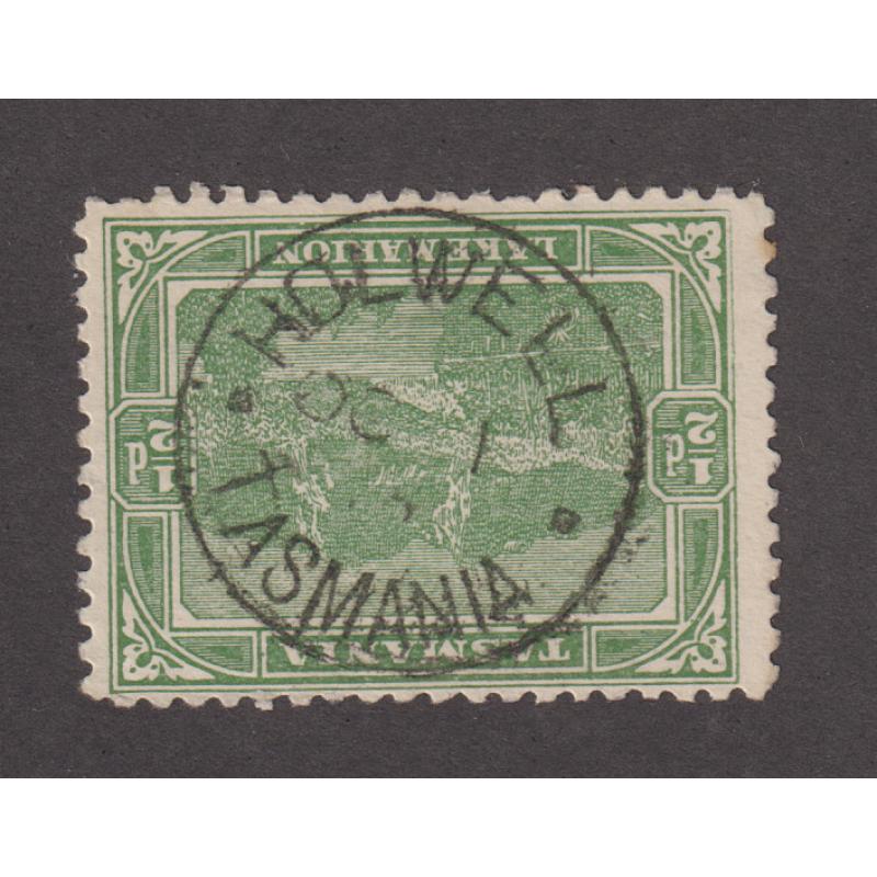 (VV1020) TASMANIA · 1905: a full clear strike of the HOLWELL Type 1 cds on a ½d Pictorial · postmark is rated S+(6) and is rarer still on this stamp