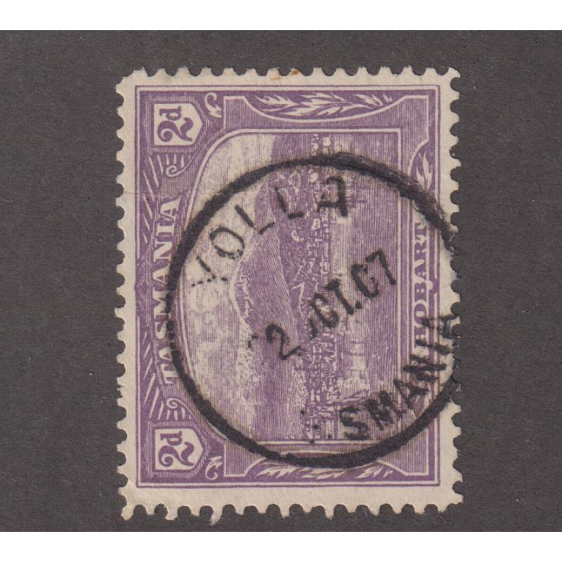 (VV1023) TASMANIA · 1907: a nearly compete bold strike of the YOLLA Type 2 cds on a 2d Pictorial · postmark is rated R-(7)