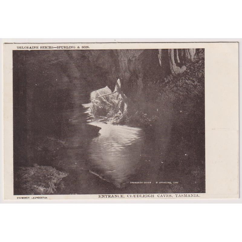 (VV1065) TASMANIA · 1905: used card from Spurling's DELORAINE SERIES w/view ENTRANCE CHUDLEIGH CAVES in F to VF condition