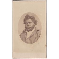 (VV1079) TASMANIA · 1860s: carte-de-visite size photographic portrait of Tasmanian aborigine WILLIAM LANNEY by Hobart photographer CHARLES WOOLLEY · very nice condition ..... see full description (2 images)