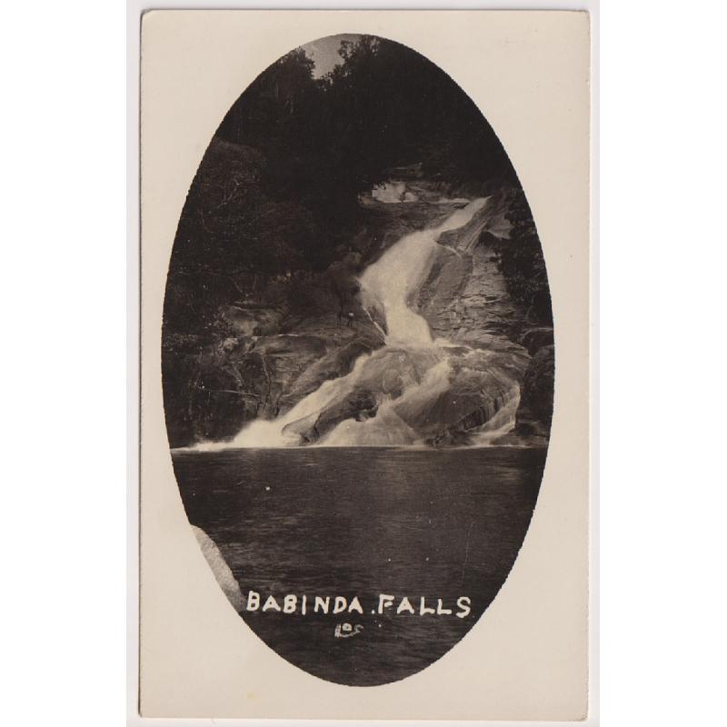 (VV1106) QUEENSLAND · c.1920: unused real photo card with a view of BABINDA FALLS (Wooroonooran National Park) · fine condition