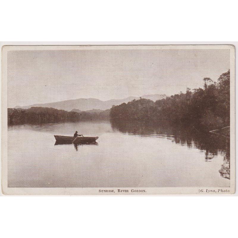 (VV1119) TASMANIA · c.1920: unused Mount Lyell Tourist Association card with view by G. Iona title SUNRISE, RIVER GORDON · excellent condition