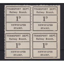 (VV1139) TASMANIA · 1939: VF MNH block of 4x 1d Newspaper Stamp Craig 1316 · total Elsmore c.v. AU$24 (2 images)