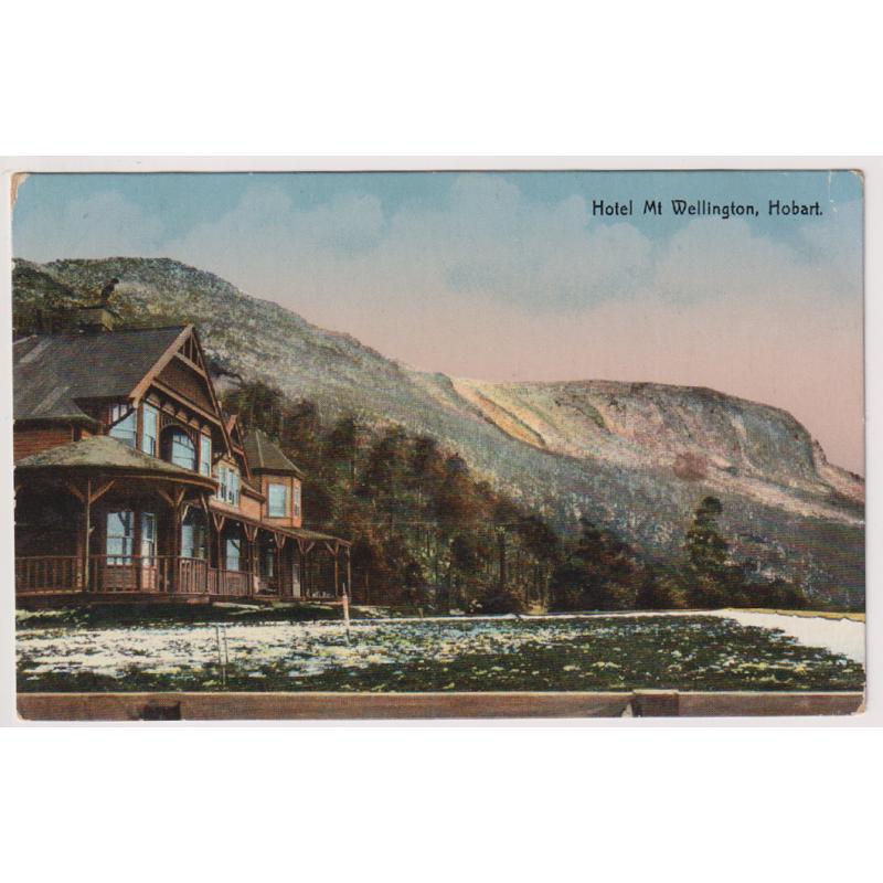 (VV1143) TASMANIA · c.1910: McVilly & Little card (No.18a?) w/view HOTEL MT WELLINGTON  · message on verso but not postally used · excellent condition