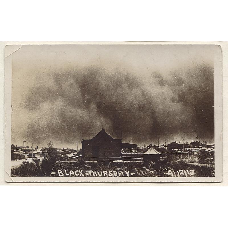 (VV15030) NEW SOUTH WALES · 1913: unused "Brokenshire Series" real photo card with a view of the dust storm which hit Broken Hill on BLACK TUESDAY - 4/12/13 · excellent condition
