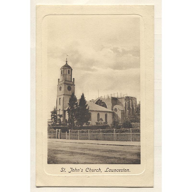 (VV15035) TASMANIA · 1911: card published by ST JOHNS CHURCH LAUNCESTON with a view of the church and information printed on the back · addressed but not postally used · excellent to fine condition · scarce (2 images)