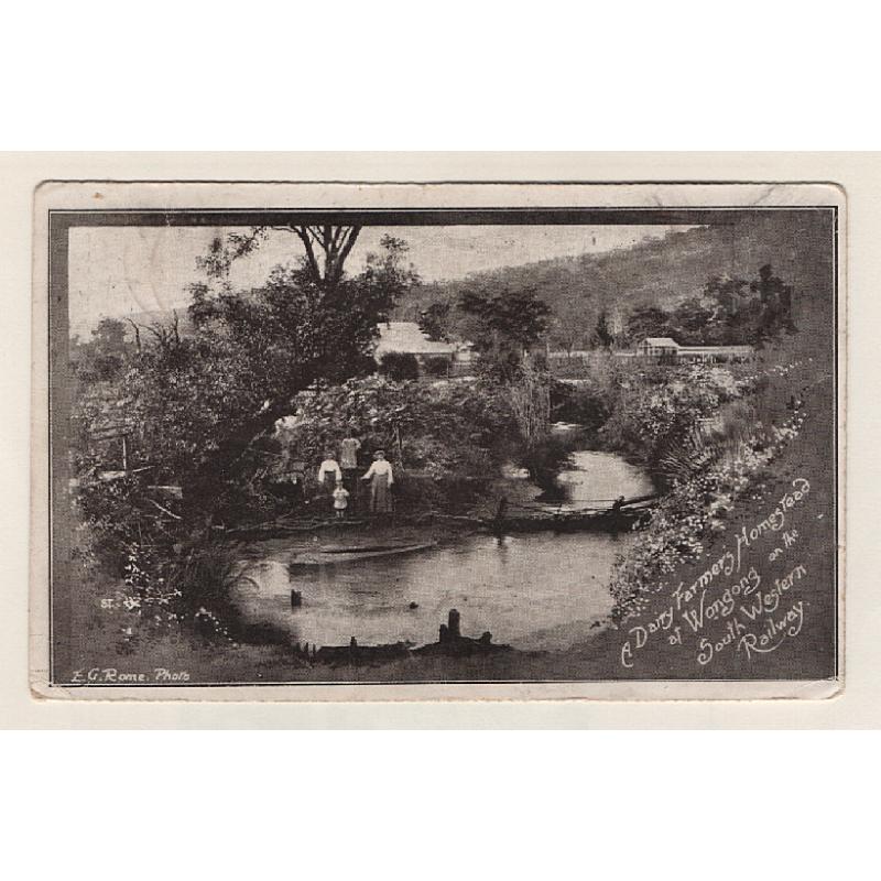 (VV15100) WESTERN AUSTRALIA · c.1910: Western Mail card with photo view by E.G. Rome captiones A DAIRY FARMER'S HOMESTEAD AT WONGONG ON THE SOUTH WESTERN RAILWAY · see full description