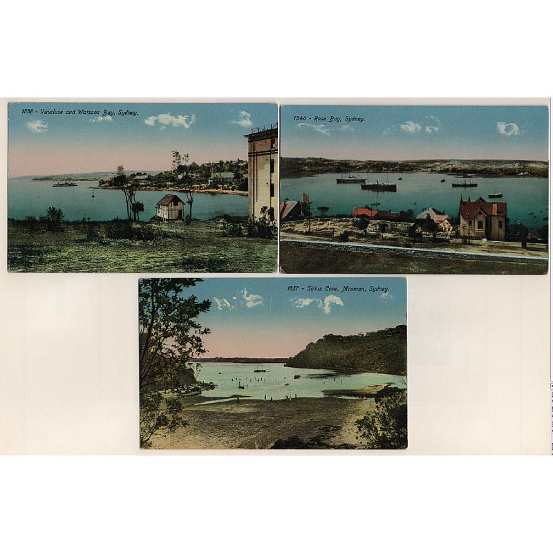 (VV15113L) NEW SOUTH WALES · c.1910: 12x S.W. "Nature" Series colour cards with numbered views of SYDNEY, all in F to VF condition · also part of the original packet in which the cards were sold (13 items)