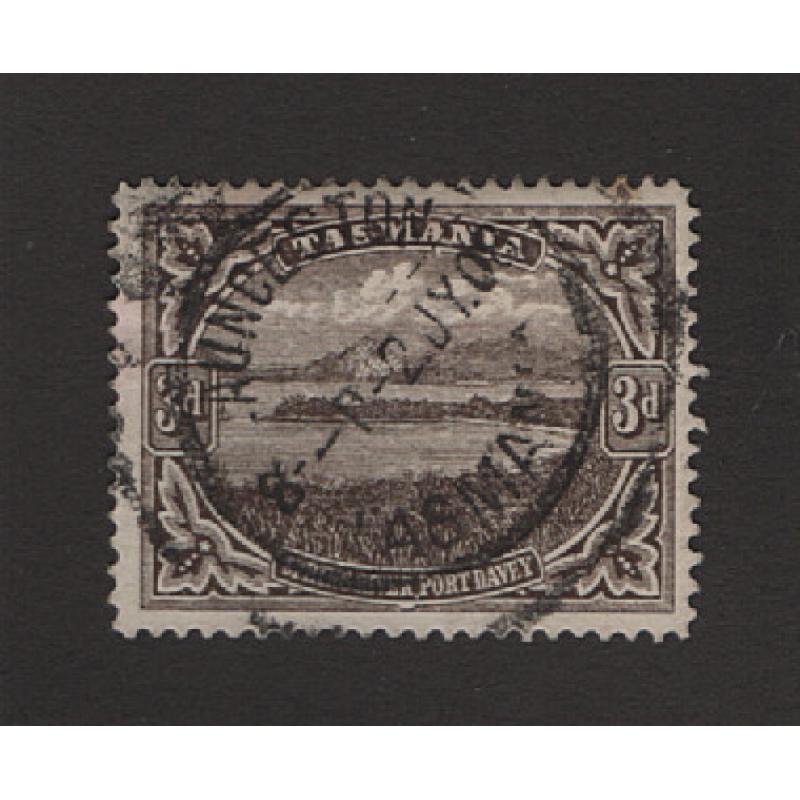 (VV15122) TASMANIA · 1908: clear strike of the (L)AUNCESTON Type 3(iii) showing an "extra frame" · I have seen several similar examples over the years · interesting conversation piece · $5 STARTER!!