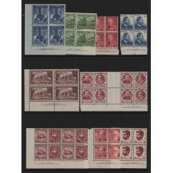 (VV15129L) AUSTRALIA · 1931/51: assortment of mint (many MNH) IMPRINT BLOCKS (and some pairs) of commem & defin issues from the period · mixed condition so please see largest images · total c.v. AU$450+ · 70 items (6 images)