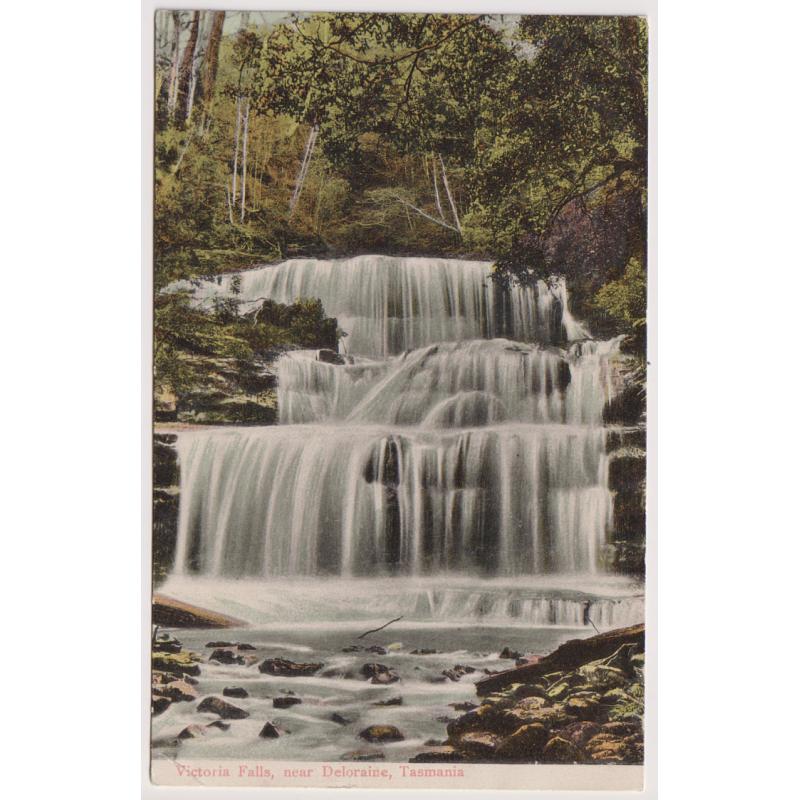 (WS1145) TASMANIA  ·  c.1908: unused card by Spurling & Son from "No.6 Series" w/view of VICTORIA FALLS NEAR DELORAINE · corner crease o/wise in excellent condition