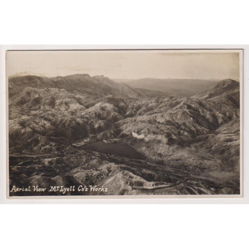 (WS1215) TASMANIA  · 1920s: unused real photo card titled AERIAL VIEW MT LYELL CO'S WORKS (near Queenstown) in fine condition · photographer/publisher not cited