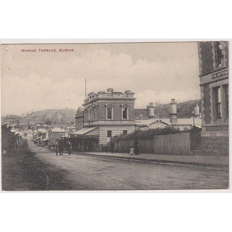 (WS1241) TASMANIA · c.1910: unused card w/view of MARINE TERRACE BURNIE · publisher not identified · small pin-holes in upper corners o/wise in VG to excellent condition