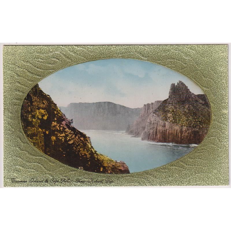 (WS1246) TASMANIA · c.1912: unused colour card by McVilly & Little w/view TASMAN ISLAND & CAPE PILLAR NEAR HOBART in VF condition