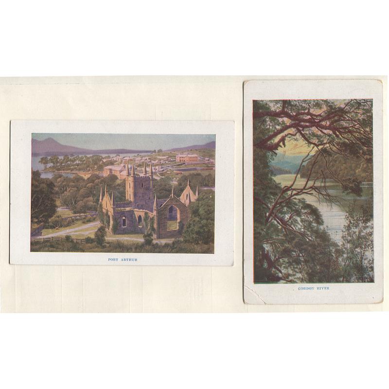 (WW10032) TASMANIA · c.1910: 4 unused Tasmanian Government Railways cards featuring "painting style" views of tourist attractions  ....only one close to a railway! ...mainly in fine condition (4)