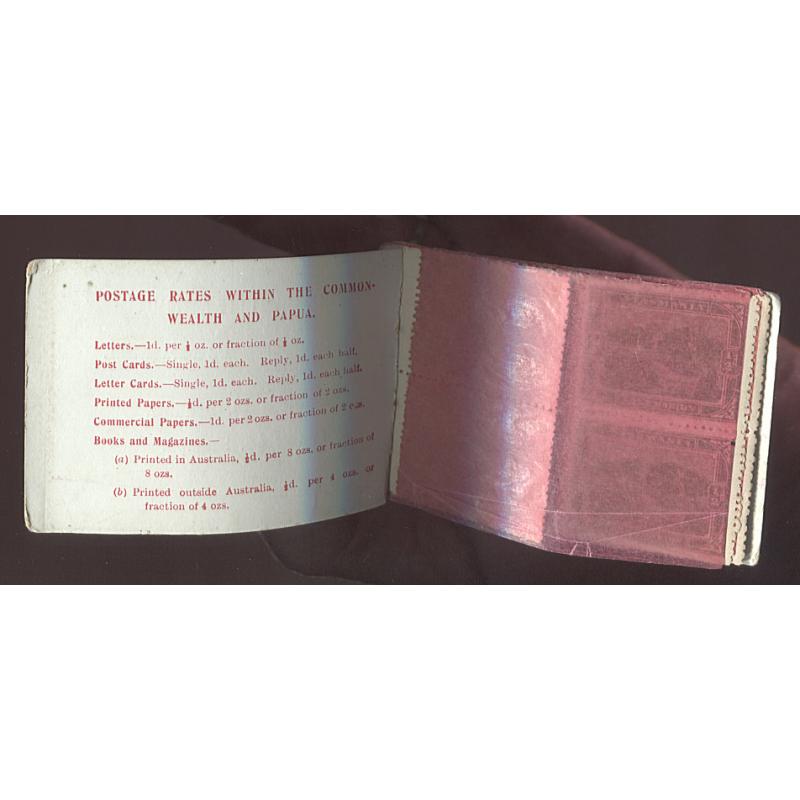 (WW1007) TASMANIA · 1911: incomplete 2/- booklet containing 6x ½d (loose) and 10x 1d Pictorials · cover red on pink · ACSC B6(T)A · c.v. for complete item AU$7,500 (5 sample images)