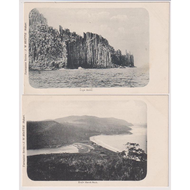 (WW1135) TASMANIA · c.1904: two unused cards from J.W. Beattie's "Tasmanian Series" with TASMAN PENINSULA views ....see largest image · both cards in excellent or fine condition (2)
