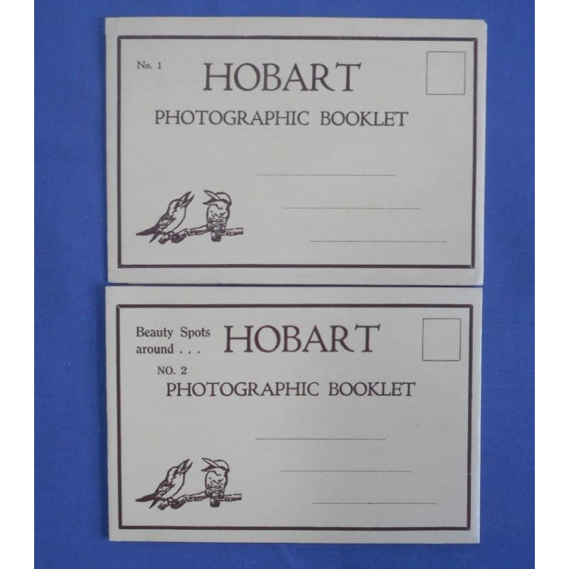 (WW1385) TASMANIA · 1930s: HOBART PHOTOGRAPHIC BOOKETS No.1 & No.2 by Valentine Publishing Co. each containing 15 different views of HOBART and environs · both view folders are in F to VF condition · 2 items (3 images)