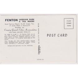 (WW1445) TASMANIA · c.1960: unused card by "Colourfidelity" advertising the FENTON CARAVAN PARK & TEA ROOMS at Boat Harbour Beach · VF condition · I have never seen another example (2 images)