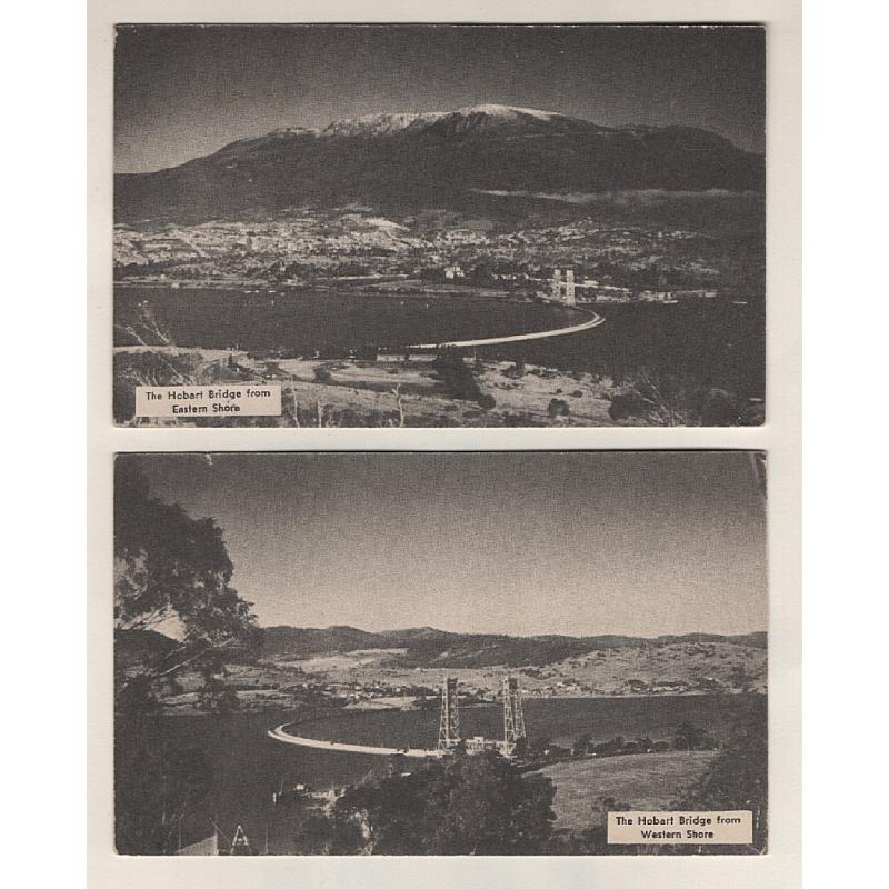 (WW15068) TASMANIA · 1940s: three unused cards from O.B.M. Series with views of the HOBART BRIDGE · some insect 'grazing' on the backs of 2 cards o/wise condition and appearance is excellent (2 images)
