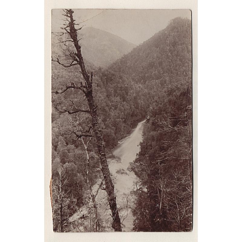 (WW15075) TASMANIA · 1909: real photo card by J.W. Beattie w/view of the KING RIVER · postally used from Strahan with 1d Pictorial franking · excellent condition