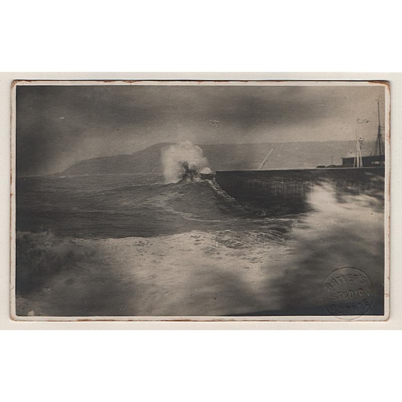 (WW15090) TASMANIA · c.1915: unused card by Rutter's Studio w/view of large waves striking the BURNIE BREAKWATER · some minor photo-chemical stains on the back o/wise in excellent condition