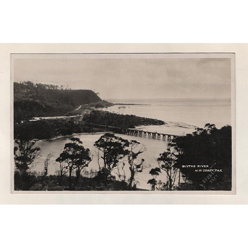 (WW15091) TASMANIA · c.1930: unused real photo card by Spurling w/view of the BLYTHE RIVER, N.W. COAST · excellent condition and quite a rare view in my experience