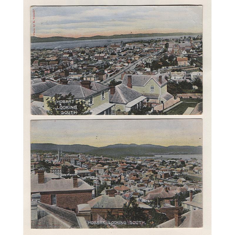 (WW15099) TASMANIA · c.1910: two used cards from the same McVilly & Little series with views both titled HOBART LOOKING SOUTH · both cards in excellent to fine condition (2)