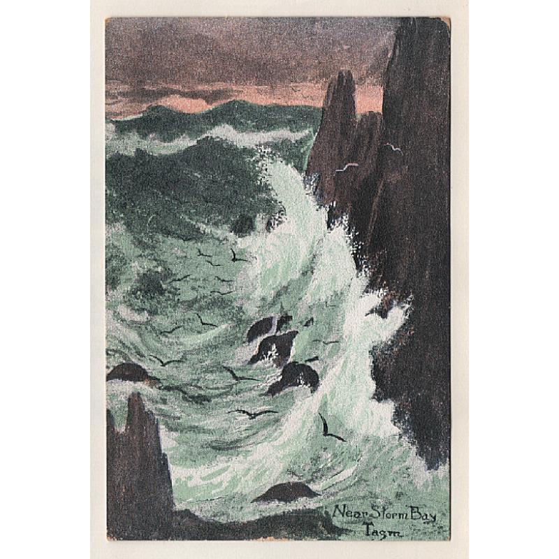 (WW15102) TASMANIA · c.1910: unused card by V.S.M. with artist's impression of NEAR STORM BAY · excellent condition and a very scarce card