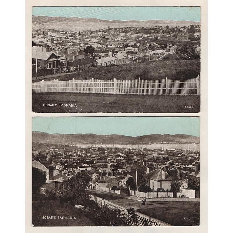 (WW15105) TASMANIA · 1906: used and unused cards with Hobart views produced by Valentine for G.B. postcard publisher E.T.W. Dennis · both items in VG to excellent condition .... see largest image (2)