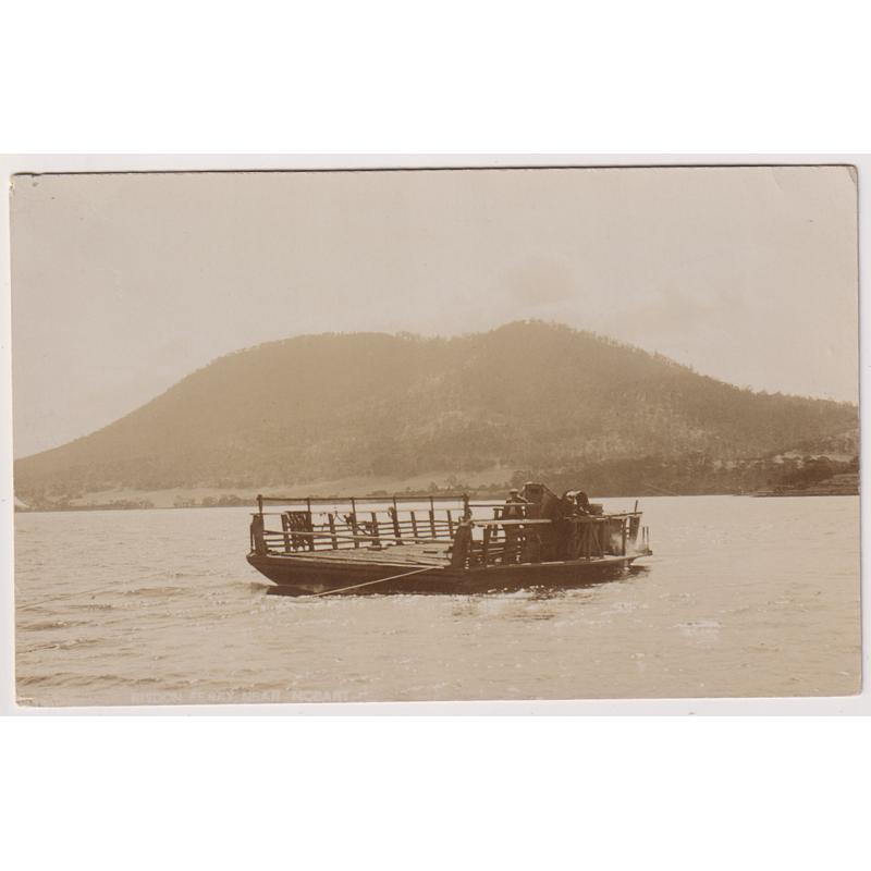(WW1516) TASMANIA  · c.1910: unused real photo card w/view of the RISDON FERRY NEAR HOBART (Mt. Direction in background) · excellent to fine condition and a surprisingly scarce subject