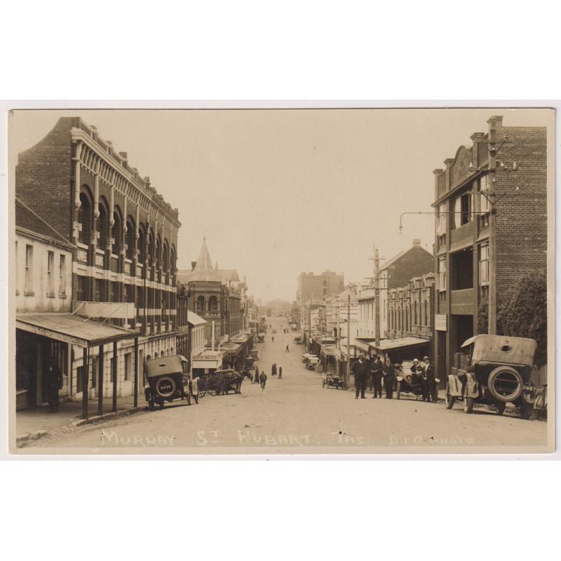 (WW1537) TASMANIA  · 1920s: unused real photo card by D.I.C. w/view MURRAY STREET HOBART ..... not much remains today except Tattersalls Hotel on the right is quite recognisable · excellent to fine conditiion