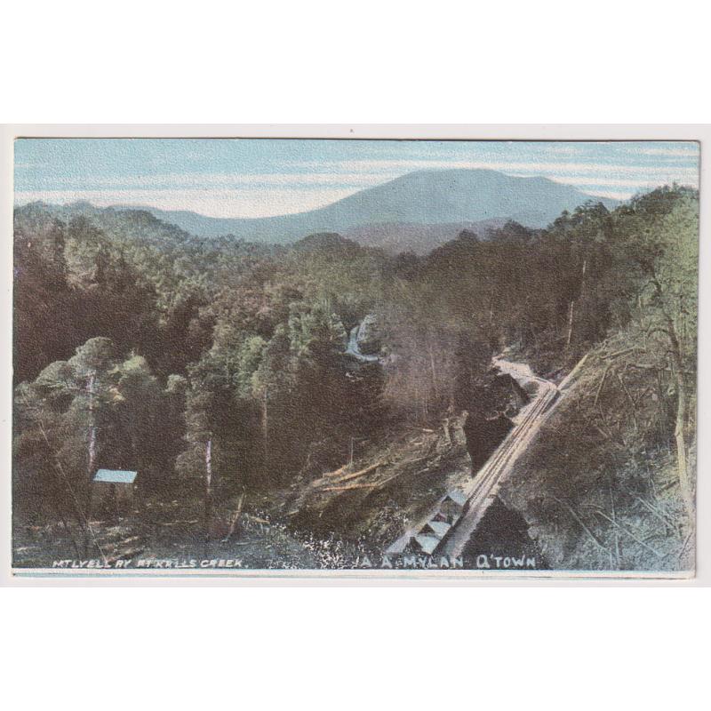 (WW1544) TASMANIA  · c.1906: unused colour card by A.A. Mylan (Queenstown) w/view MT LYELL RY AT HALLS CREEK in fine condition
