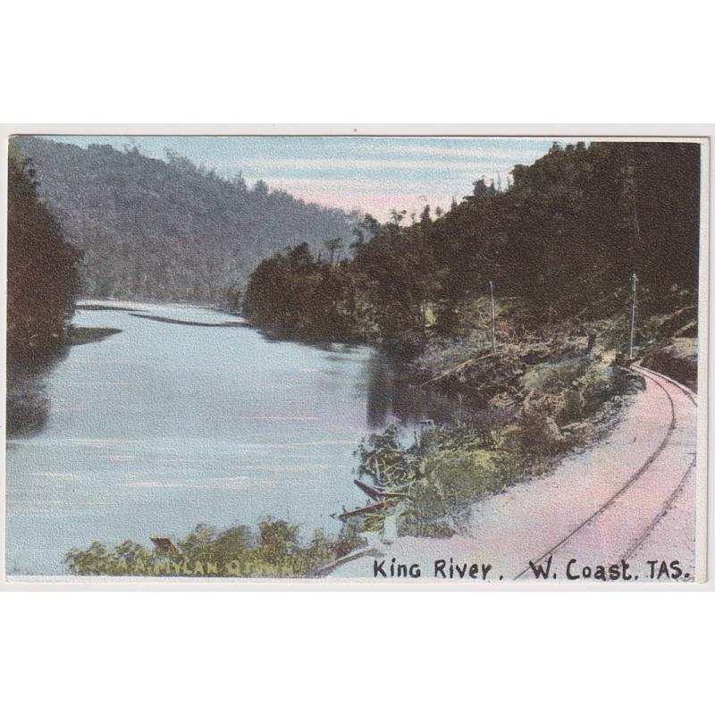 (WW1550) TASMANIA  · c.1906: unused colour card by A.A. Mylan (Queenstown) w/view of KING RIVER W. COAST · fine to very fine condition