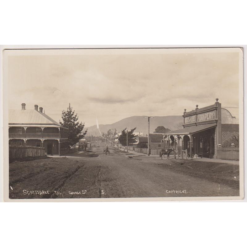 (WW1561) TASMANIA  · c.1910: unused card by T.R.G. Williams with a view of GEORGE STREET SCOTTSDALE numbered '5' · white "scratch" near centre a plate flaw and not surface damage · overall condition of card is fine