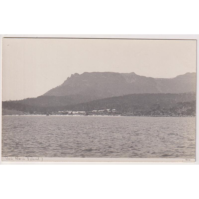 (WW1595) TASMANIA · c.1905: real photo card by R.C. Harvey with a view of the northern end of MARIA ISLAND with part of Darlington visible on the shore · undivided back · fine condition