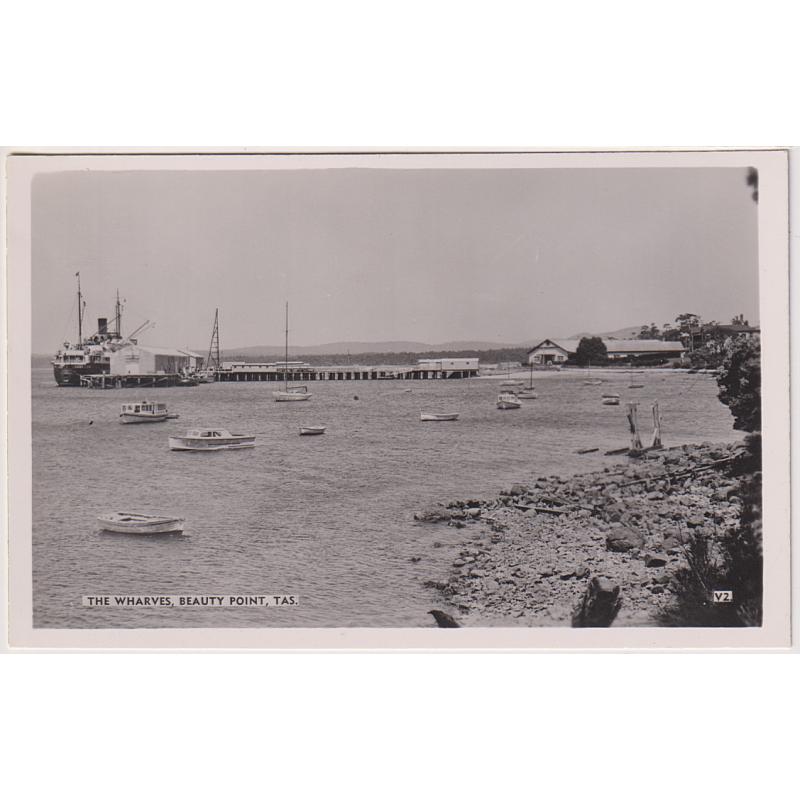 (WW1597) TASMANIA · c.1950: real photo card by Valentine's (V.2) w/view of THE WHARVES, BEAUTY POINT in VF condition
